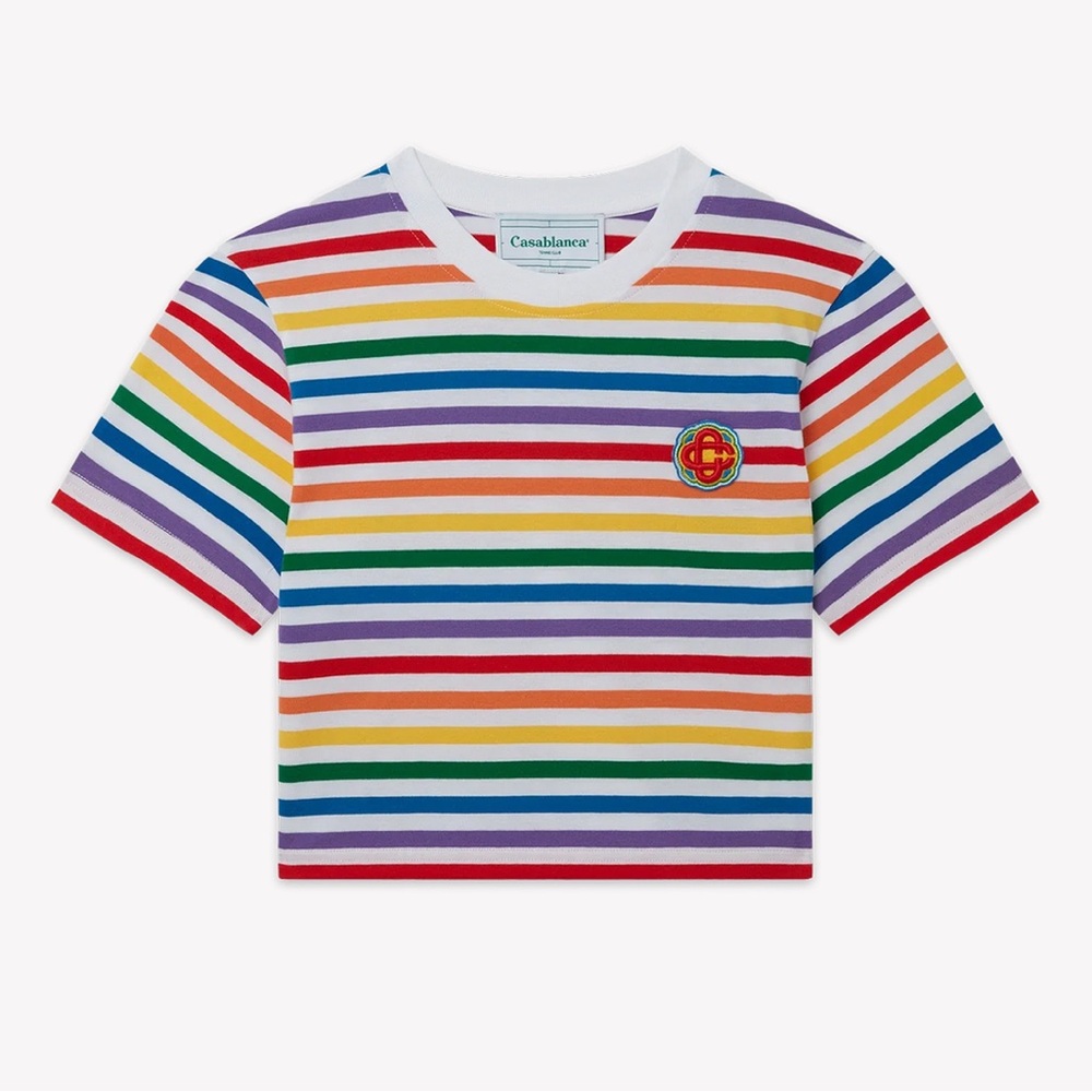RAINBOW STRIPE CROPPED T-SHIRT